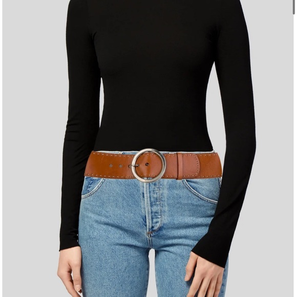 Prada Leather Thick Belt Large Silver Buckle boho festival - Picture 2 of 12